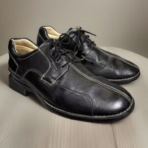 Johnston & Murphy Shoes 9.5M Black Shuler Bicycle Toe Derby‎ Contrast Stitch